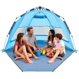 Vevor Pop-Up Strandmuschel Sonnenschutz für 4 Personen, UPF 50+ Schutz, Tragbares Strandzelt mit Tragetasche & Bodenverankerungen, Leichter Strandsonnenschirm für Camping Angeln Picknick, Sonnenzelt