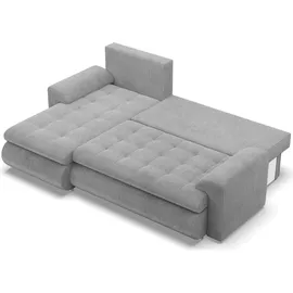 mebligo Links Ecksofa mit Schlaffunktion FORESTA, Sofa mit bettkasten Cord, Grau - Grau