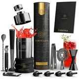 BarDeluxe® 12-teiliges Cocktail Set | Barkeeper Set | Bartender Set | 750ml Edelstahl Cocktailkshaker | Cocktail Mixer Set | Cocktail Shaker Set | Luxuriöses Cocktail Geschenkset mit Tasche