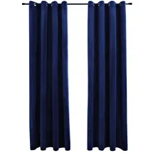 vidaXL Verdunkelungsvorhang Ösen 140 x 175 cm samt dunkelblau 2 St.