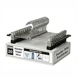 BTCLASSIC 20 Stück Hosenbügel Klemmbügel, 30cm Metall Hosenbügel, Rockbügel mit Gummiert Klammern, Hosenkleiderbügel Platzsparend mit 360° Drehbar Haken, für Hosen Röcke, Schals, Jeans, Kleidung