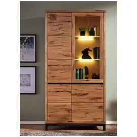 Massivmoebel24 Standvitrine Wildeiche 103 x 40 x 205 cm Beige