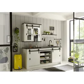 Home Affaire Hängeschrank HOME AFFAIRE "Sherwood", weiß (pinie weiß dekor), B:93cm H:90cm T:31cm, Holzwerkstoff, Schränke, Hängeschrank, mit Scheunentorbeschlag aus Metall, Höhe 90 cm