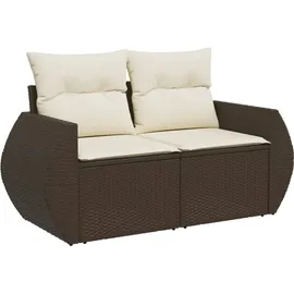 vidaXL 4-tlg. Garten-Sofagarnitur mit Kissen Braun Poly Rattan