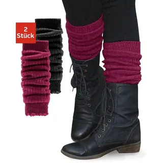 Beinstulpen LAVANA, Damen, lila (bordeaux, schwarz), Strick, Wolle, meliert, Stulpen, und Armstulpen