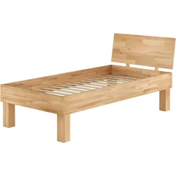 Erst-Holz Einzelbett Buche 100x200 stabil hoch Massivholzbett Seniorenbett Zubehör wählbar V-60.81-10Federleisten