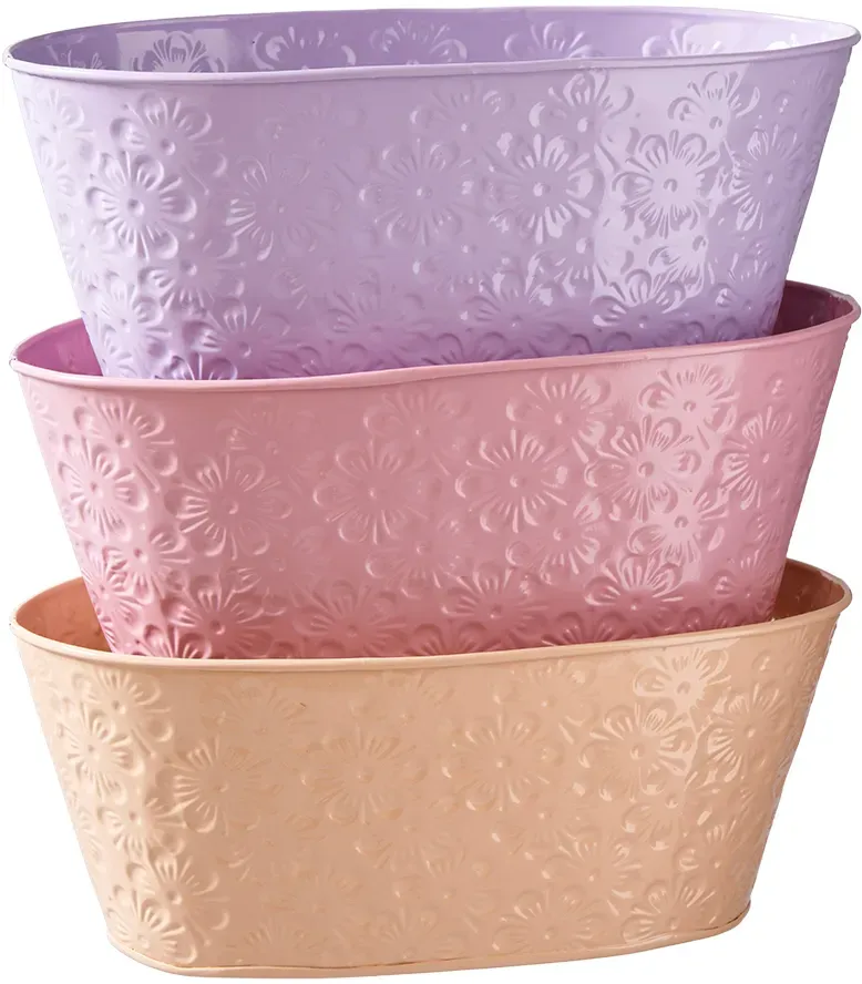 Jardiniere Metall 24x13x10cm sortiert lila/pink/orange  - li/pi/or