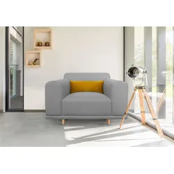 Loveseat ANDAS "Maroon Sessel", grau (hellgrau), B:125cm H:82cm T:96cm, Struktur grob ( 100% POLYPROPYLEN, Struktur fein ( 100% Polyester), Struktur (100% Polyester), Sessel, in skandinavischem Design, mit losem Kissen