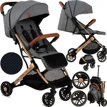 MOMI ESTELLE Buggy Dunkelgrau leicht, kompakt – verstellbares Verdeck - Schwarz, Gold, Grau