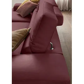 W.Schillig Ecksofa "Piedroo, Designsofa mit tollem Sitzkomfort, elegant und bequem, L-Form", rot (burgundy z69), B:303cm H:70cm T:193cm, Longlife Xtra-Leder Z69: Das feinnarbige, gedeckte Softleder Z69 besticht durch seine außergewöhnliche Weichheit im trendigen