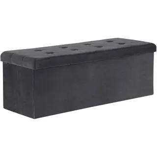 Woltu Sitzhocker Fußhocker mit Stauraum aus Samt, Grau