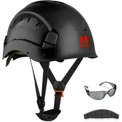 Mustbau Sicherheitshelm-Set - Schutzhelm mit Schutzbrille, Verstellbarer Kopfriemen von 53 bis 63 cm