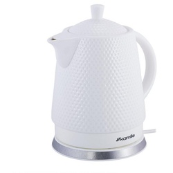 Kamille Wasserkocher Elektrischeswasserkocher 1,5L Keramik Wasserkocher, 1,5 l, 1200 W weiß