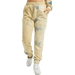 Sixth June Tie Dye Damen Jogging-Hose in Batik-Optik Sport-Hose mit kleinem Logo-Print Fitness-Hose 32701 Beige - S