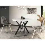 WFL GROUP Esstisch Revena (erhältlich in zwei Größen – 100/120 cm, ausziehbar auf 180/200 cm), platzsparender Tisch für Küche, Esszimmer oder Wohnzimmer weiß 120 cm x 76 cm x 120 cm