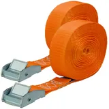 MCS Cargo Security Spanngurte mit Schnellverschluss 2er Set, 25mm breit 5m lang, bis 250kg, Spanngurt orange, Zurrgurte für Ladungssicherung, Spanngurte mit Klemmverschluss, Gurtband, Spanngurte 5m