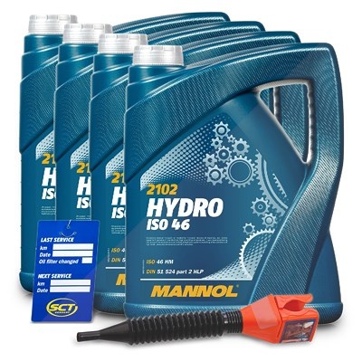 Mannol 20 L Hydro ISO 46 Hydrauliköl + Ölwechsel-Anhänger + Einfülltrich [Hersteller-Nr. MN2102-5]