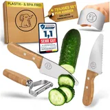 ELI Kindermesser Set 7-tlg. Edelstahl mit Buchenholzgriffen