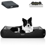 BedDog Premium Orthopädisches Hundebett WUFFI Memory Foam,THE-ROCK (schwarz/grau),(XXL) ca. 110x75x25cm