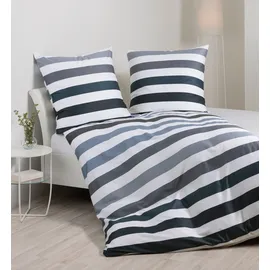JANINE J. D. 87115 03 Gestreift Silber/Anthrazit 155 x 200 cm + 80 x 80 cm