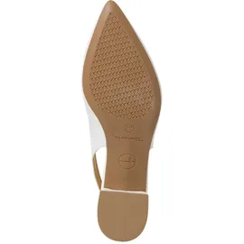 TAMARIS Damen Sling Pump mit Blockabsatz Leder, weiß, 36 EU
