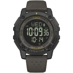 Chronograph TIMEX "RIDGE SOLAR", dunkelbraun, Armbanduhren, Herren, Solar Armbanduhr,Herrenuhr,digital,Silikonarmband,Stoppfunktion,Datum