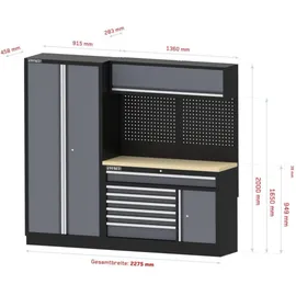 feistos Werkstatteinrichtung Apollo 32 Schwarz/Anthrazit 46x228x200cm