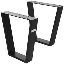 ML-Design Tischbein 2er Set Tischbeine Trapez V-Form aus Stahl pulverbeschichtet, Bankkufen profil 8x2cm Metall Möbelfüße schwarz 40 cm x 43 cm