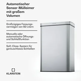 Klarstein Mülleimer 60 l Silber