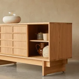 Tikamoon Sideboard Miu 135 cm Beige