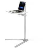 Thingy Club Beistelltisch für Bett oder Sofa, höhenverstellbarer Laptoptisch Silber- Weißes Brett.