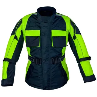 ROLEFF RACEWEAR RO433k Kinder Motorradjacke mit Reflektoren und Weitenverstellung, neongelb, schwarz, Größe S
