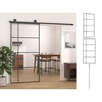 vidaXL Zimmertür Schiebetür ESG Glas und Aluminium 102,5x205 cm Weiß schwarz