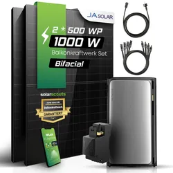 Balkonkraftwerk mit Speicher 1000W - Ja Solar 500W Solarmodule mit EcoFlow STREAM Ultra