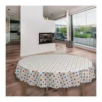 Laro Rund 140 cm Wachstuchtischdecke Tischdecke Abwaschbar PVC Punkte