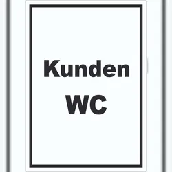 Kunden WC Aufkleber mit Text Toilette hochkant A0 (841x1189mm)