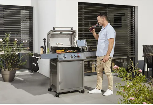 Mr. GARDENER Gasgrill »Virginia«, 3 Brenner, Grillfläche: 62  x  43  cm, mit Unterschrank - grau