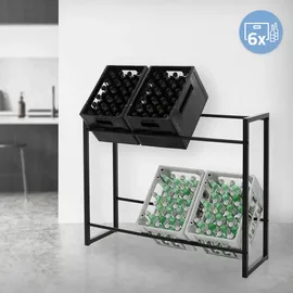 ML-Design Getränkekistenregal 6-8 Kisten 104 x 32 x 82,5 cm Schwarz