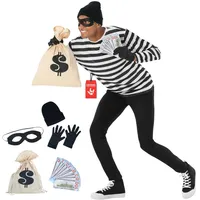 Morph Bankräuber Kostüm für Herren, Polizei und Räuber Verkleidung mit Zubehör für Erwachsene, L