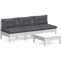 vidaXL Garten-Lounge-Set 4-tlg. weiß