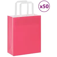 VidaXL Papiertragetaschen 50 Stk. mit Henkeln Rosa 18x8x22 cm