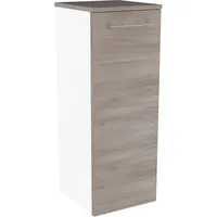 Fackelmann Lima Midischrank 30,5 x 81 x 32 cm Weiß matt/Esche Glas/Metall/MDF/Massivholz
