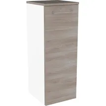 Fackelmann Lima Midischrank 30,5 x 81 x 32 cm Weiß matt/Esche Glas/Metall/MDF/Massivholz