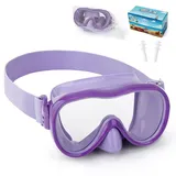 Kinder Schwimmbrille, Anti-Leck Schnorchelmaske mit Nasenabdeckung & elastischem Stoffband, UV-Schutz Schwimmbrille für Jungen und Mädchen