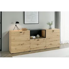 byLIVING Sideboard Frame 200 x 75,5 x 37,5 cm Artisan Eiche / Schwarz