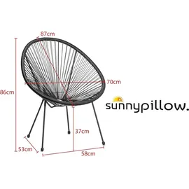 sunnypillow Acapulco Gartenstuhl 2er Set 0 x 0 x 0 cm schwarz