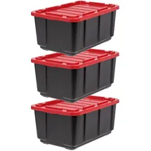 Iris Ohyama Heavy Duty Organisation Boxes, 100L, 3er-Set, Schwarz, Groß, Robust, Stapelbar, Aufbewahrungsbox, Für Garage, Regale, Umzug, Plastik, Utility, Werkzeugkiste, UTB-27