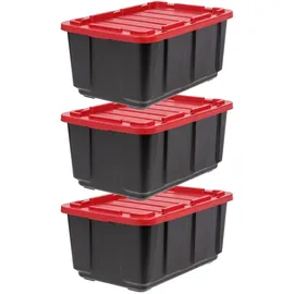 Iris Ohyama Heavy Duty Organisation Boxes, 100L, 3er-Set, Schwarz, Groß, Robust, Stapelbar, Aufbewahrungsbox, Für Garage, Regale, Umzug, Plastik, Utility, Werkzeugkiste, UTB-27