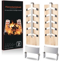 Herrselsam 2er Set Flammlachsbrett Räucherbrett 5 Stufen einstellbar mit Stabiler Edelstahl-Halterung für Feuerschale & Grill