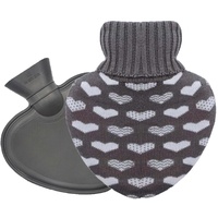 Topspitgo Wärmflasche Personalisiert - 1Liter Kuschelig Herzförmige Stricken Warmflasche Mit Bezug,Tragbare Mode Wärmflasche Klein,Warmflasche Baby Kinder Wärmflasche Weihnachten Erwachsene Grau